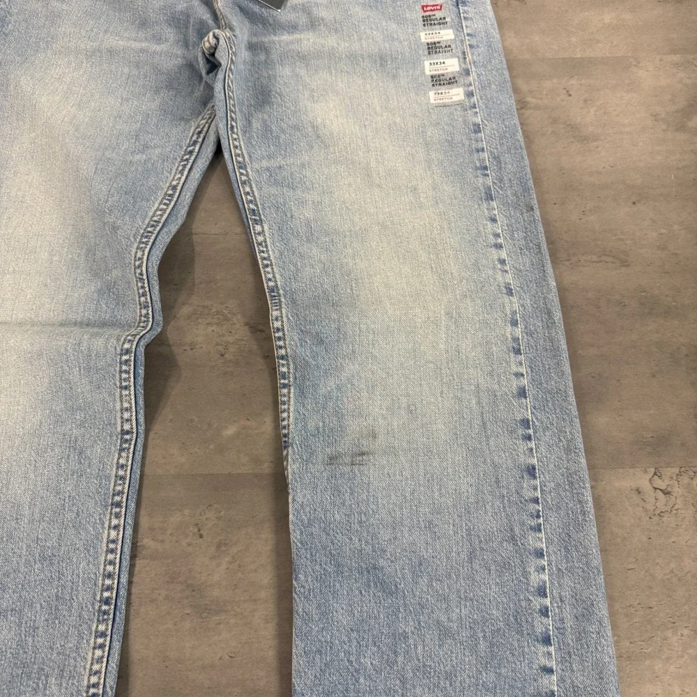Levi's Jeans Mens 33x34 505 Regular Straight Light Wash Stretch NEW $75 Cowboy